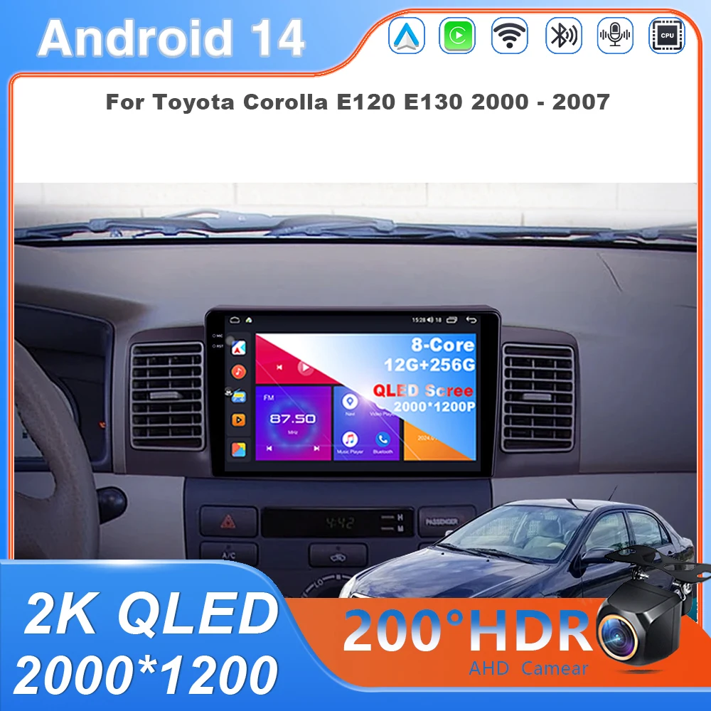 

Android 14 For Toyota Corolla E120 E130 2000 - 2007 Car Radio Multimedia Video Player Navigation WIFI Head Unit Wireless 5G DVD
