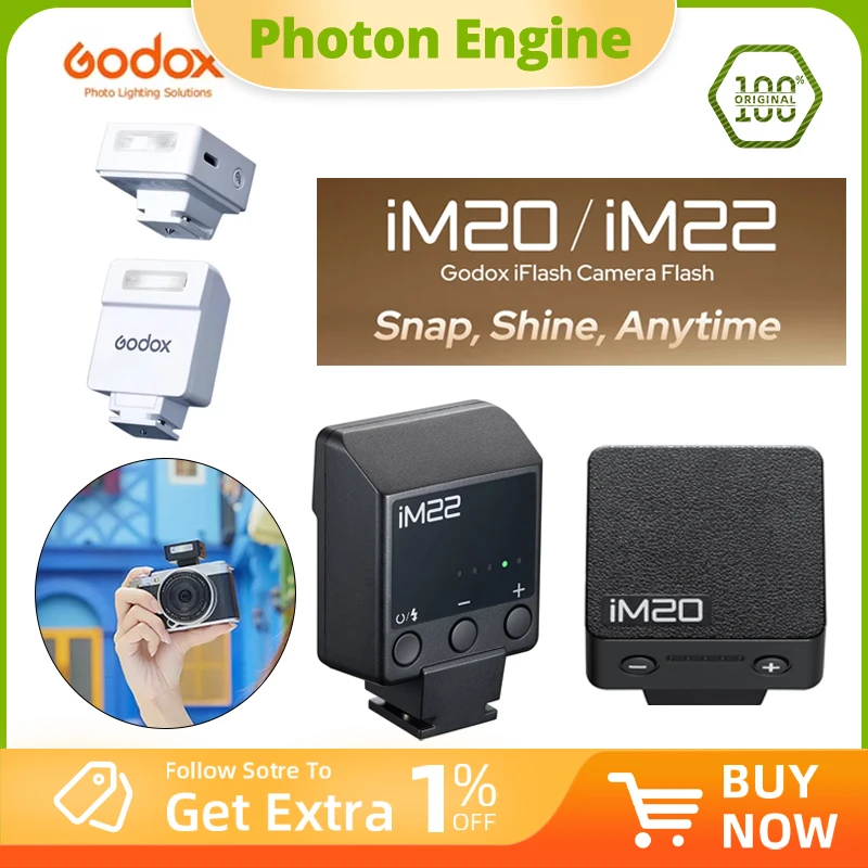 

Мини-вспышка Godox iM20 iM22 для камер Canon, Fuji f1-230, Sony zv1, zve10, Ricoh gr3, Nikon, Panasonic, Olympus, Pentax и большинства зеркальных камер