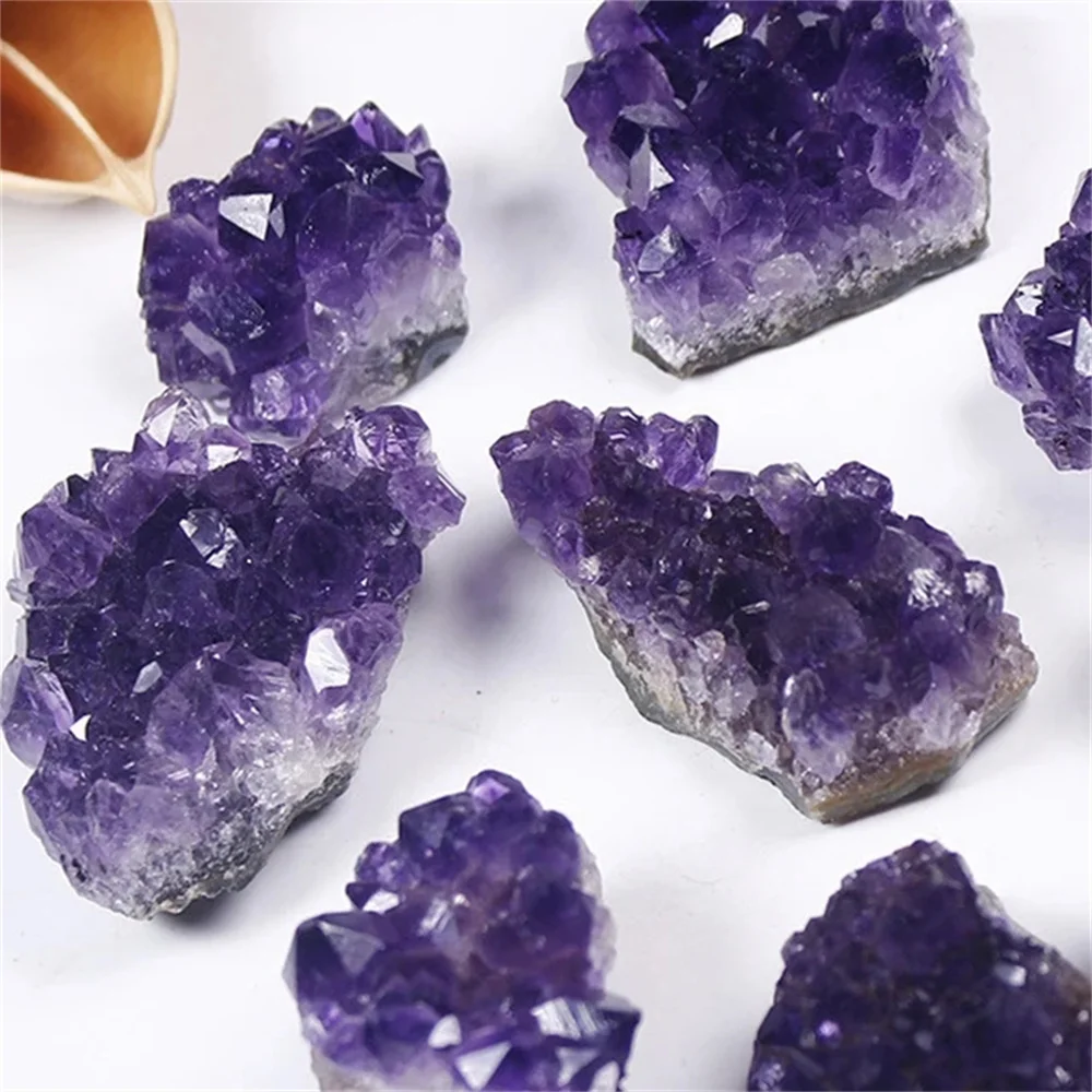 Natural Stone Purple Pink Brazilian Amethysts Crystals Cluster Druzy Geode Mineral Rock Healing Crystal Point Energy Wand Crafts