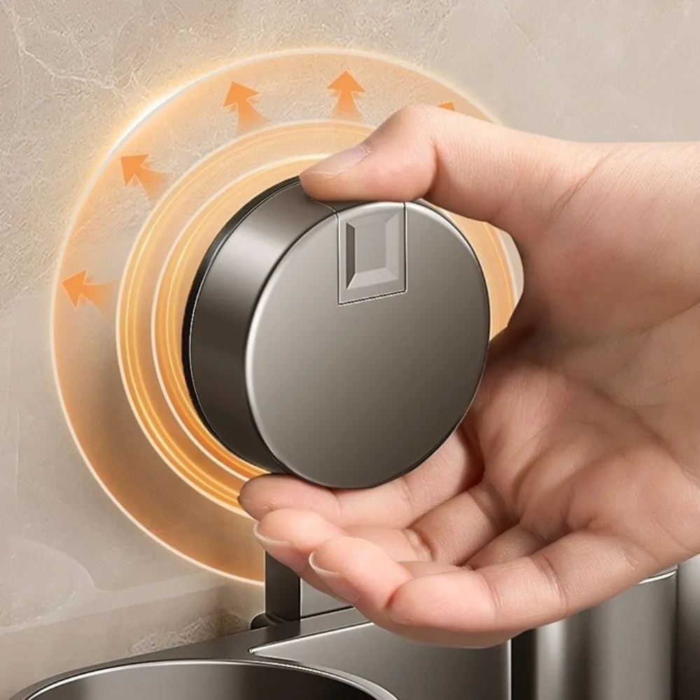 

Suction Cup Mount Toilet Brush Holder No Drill Design Space Saving Vertical Toilet Brush with Container