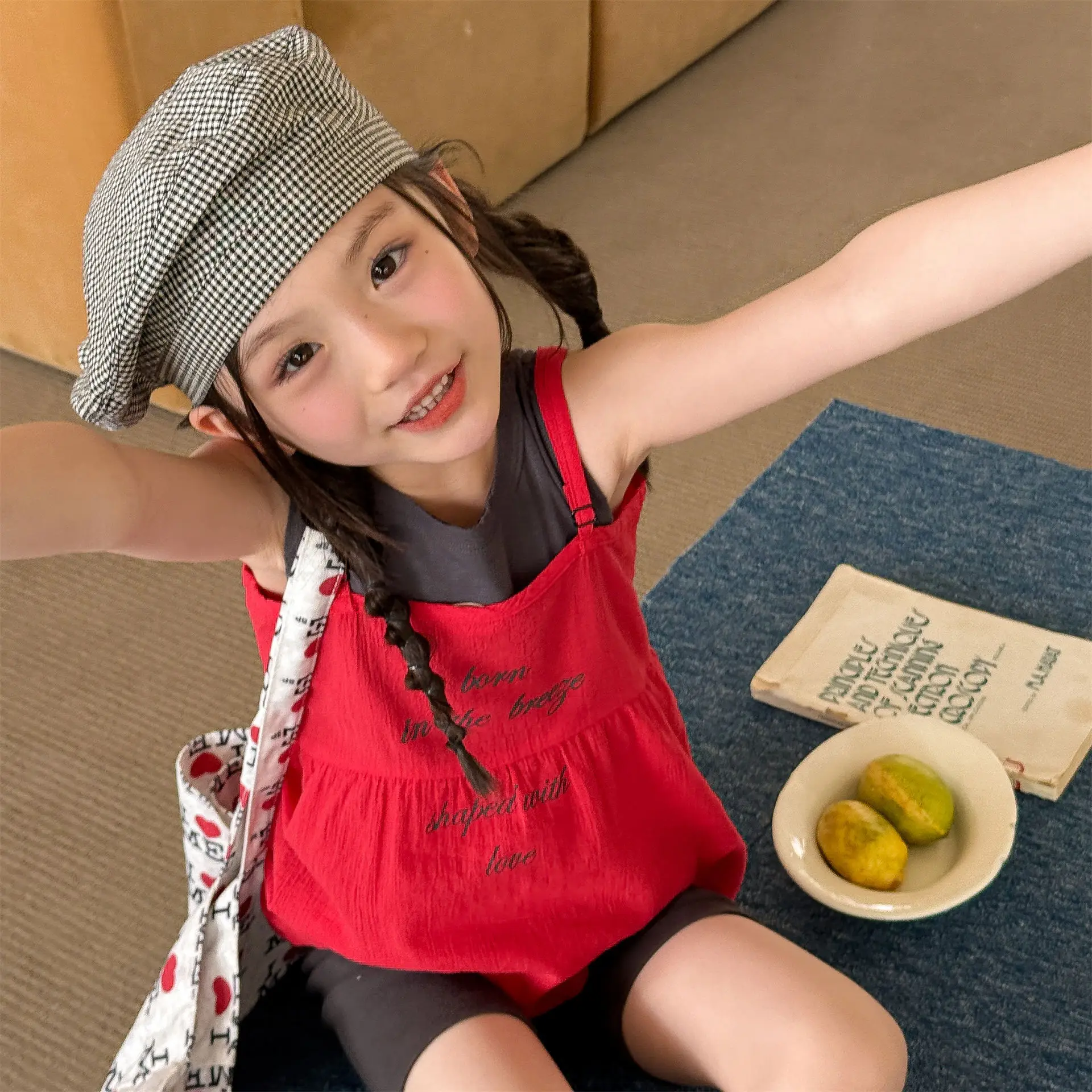 

2026 Summer New Children Sleeveless Loose T Shirts Cotton Girls Versatile Sling Vest Toddler Thin Casual Tops Kids Clothes