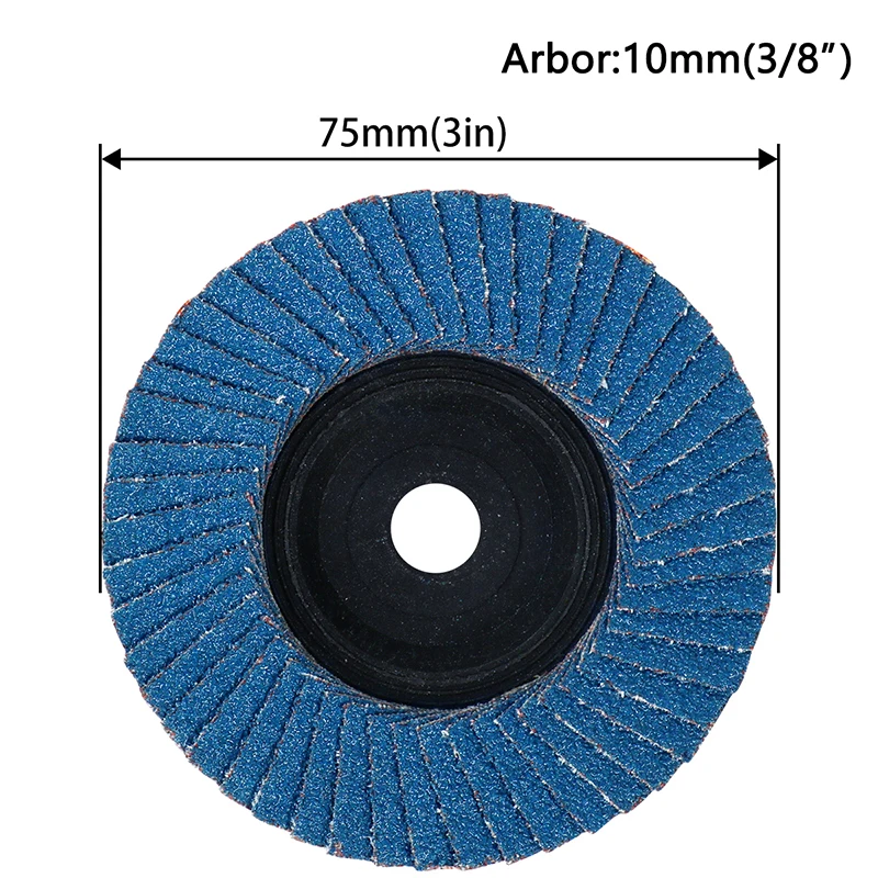 10Pcs 3 Inch 75mm Zirconia Flap Disc 10mm Arbor 40/60/80/120 Grit Abrasive Sanding Grinding Wheel for Angle Grinder