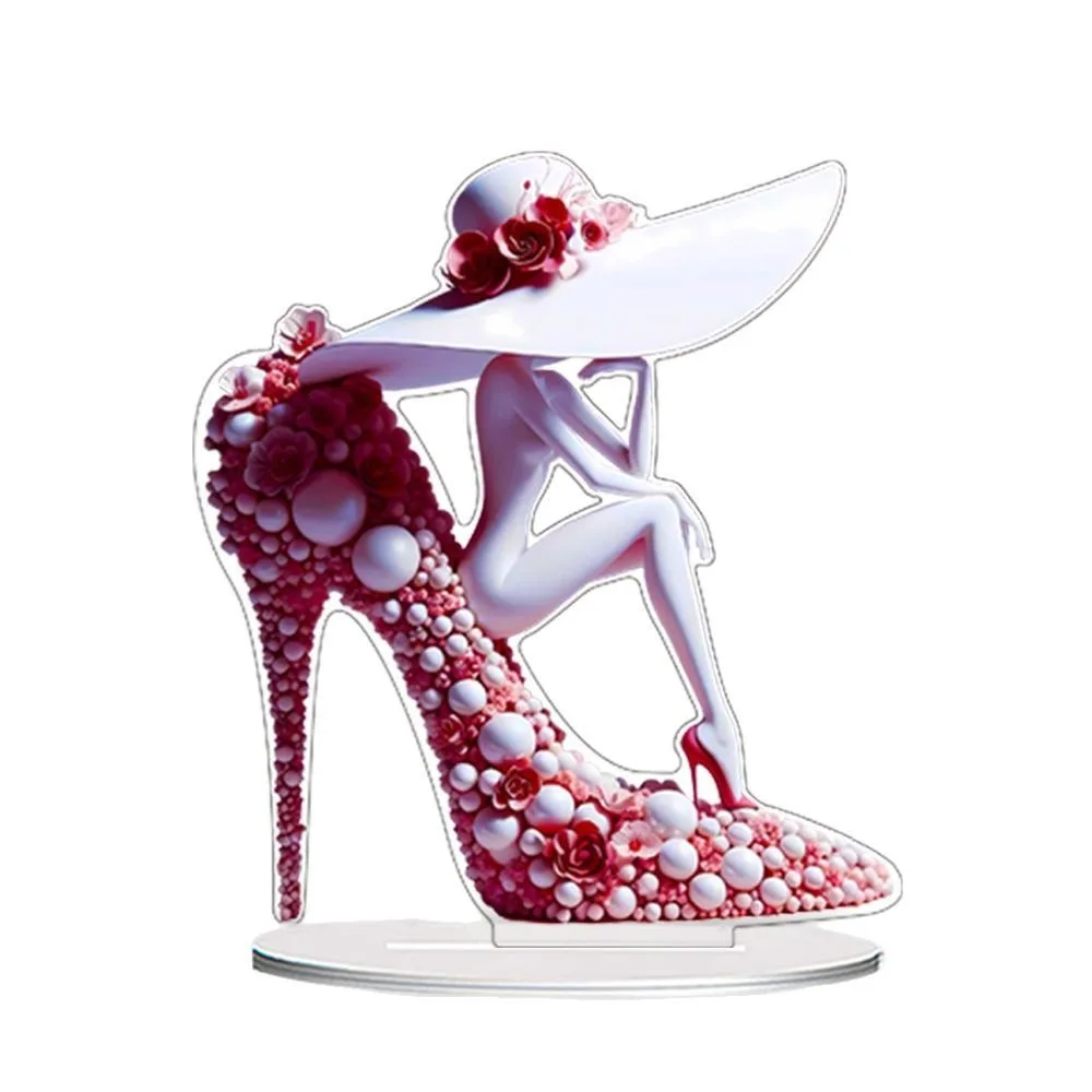 الكرتون أحذية عالية الكعب الاكريليك زخرفة مسطحة لسطح المكتب Suncatcher الملاك مثير فتاة ديكور ل 2025 عيد الميلاد نافيداد الطرف المورد