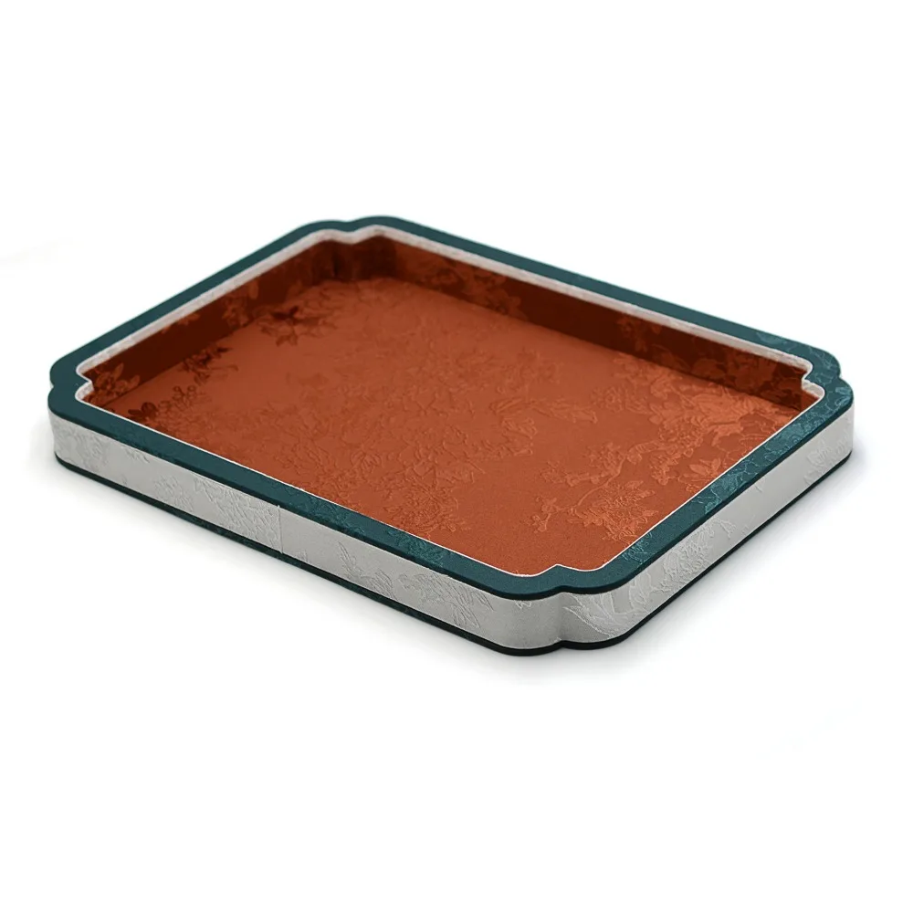 Satin Surface Jewelry Display Tray Flower Pattern Rectangular Shape Jewelry Storage Tray Chinese Court-Style Vintage Design