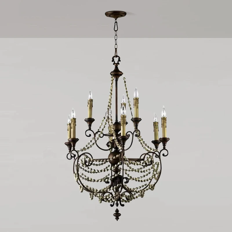 

American retro rural wood chandelier solid wood hotel restaurant light homestay personalized clothing store old decorative chand