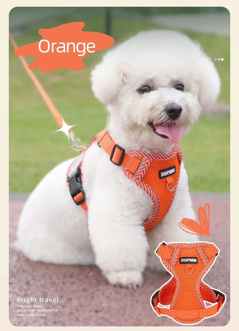 Reflective Breathable Dog Harness And Leash Set For Small Dogs_voghion.com