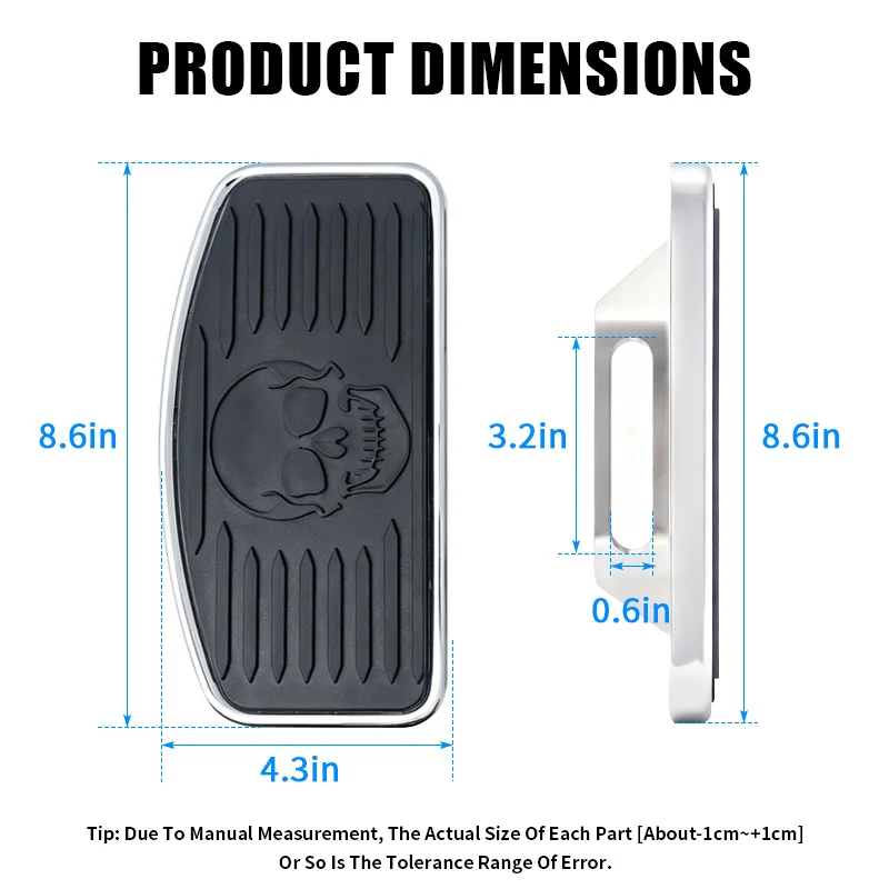 Motorcycle Pedals Footrest Black 3D Skull With 360° Rotatable Shaft Base For Harley Honda Universal Replacement Accessories