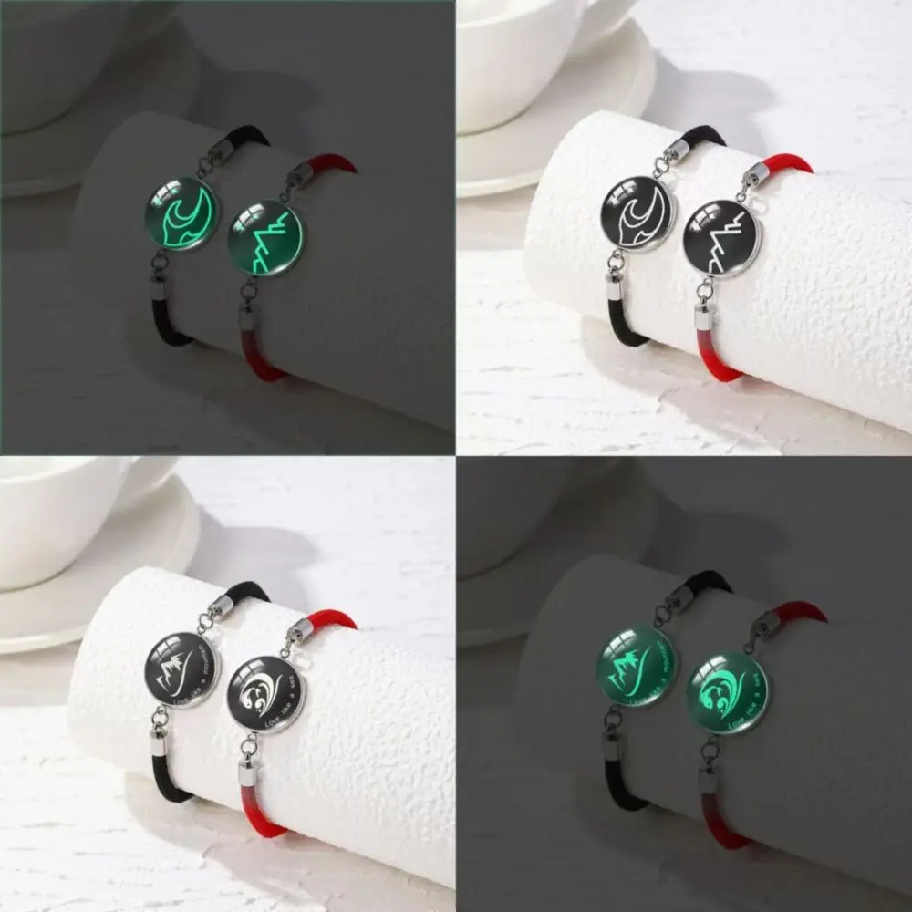 سوار منسوج قابل للتعديل للعشاق ، يتوهج في الظلام ، سحر من الفولاذ المقاوم للصدأ ، الشمس والقمر ، هدية رومانسية للزوجين ، 2.