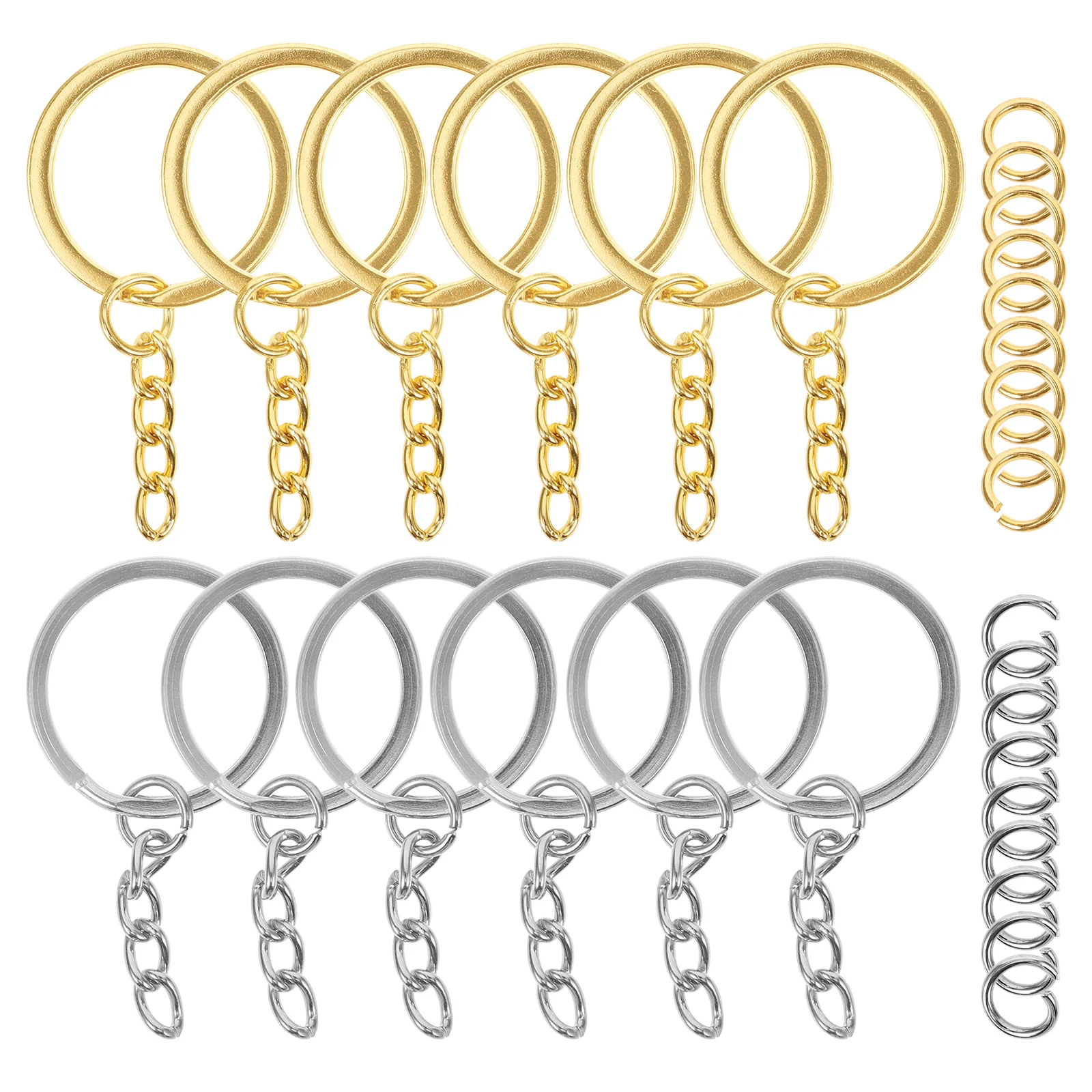 

50Pcs Keyring Kit Flat Ring Durable Metal Key Rings for Crafts DIY Projects Keychains Making Accessories Keyring Kit