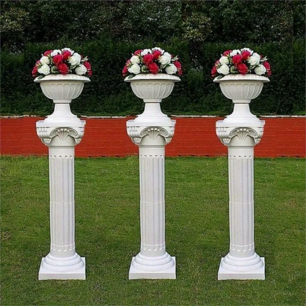 4 White 34-Inch ADJUSTABLE Roman Columns PLANT PEDESTAL STANDS Party Decorations