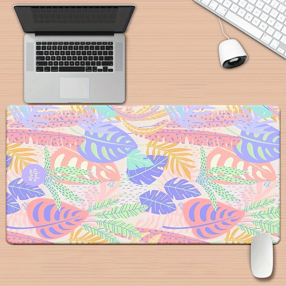1pc Leaves Patterns HD Printed Pad for Desk, Multi Functional XXL Mousepad, Keyboard Gaming Mouse Mats, Office Computer PC Gamer