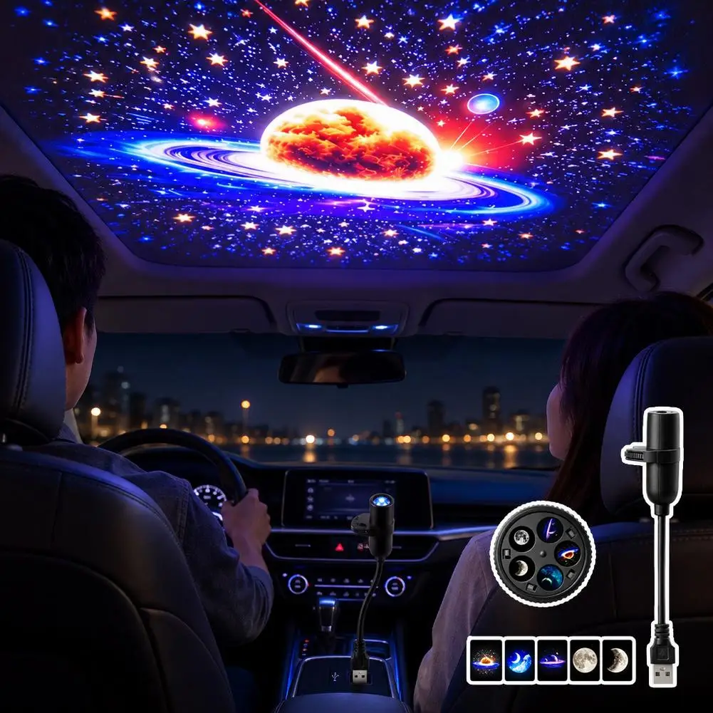 New Ambient Projector Lamp Interstellar Galaxy Moonlit Starry Sky Projector Night Light Car Bedroom Ambient Decor Light