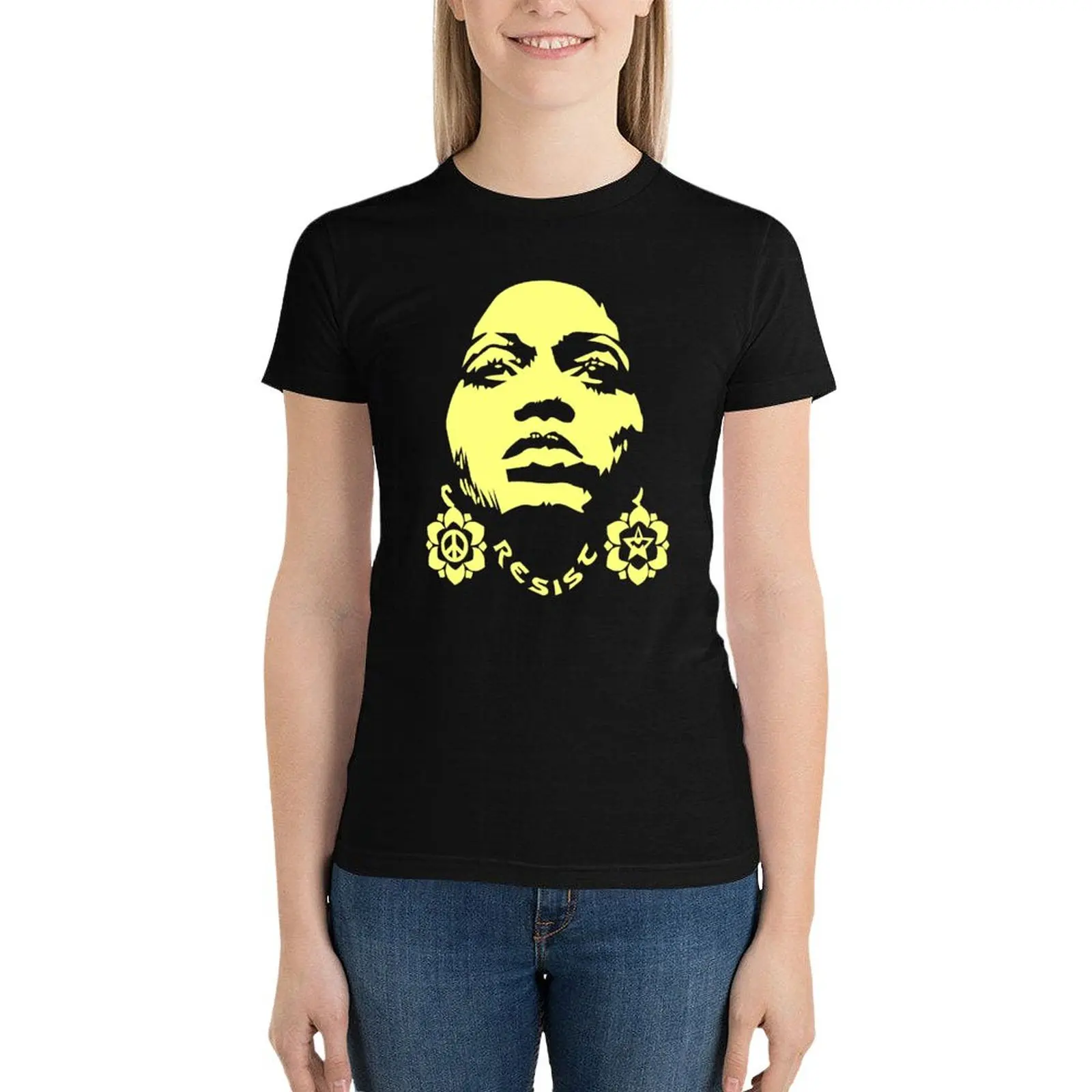 Angela Davis T-Shirt tops cute clothes graphics Short sleeve tee funny t shirts for Women