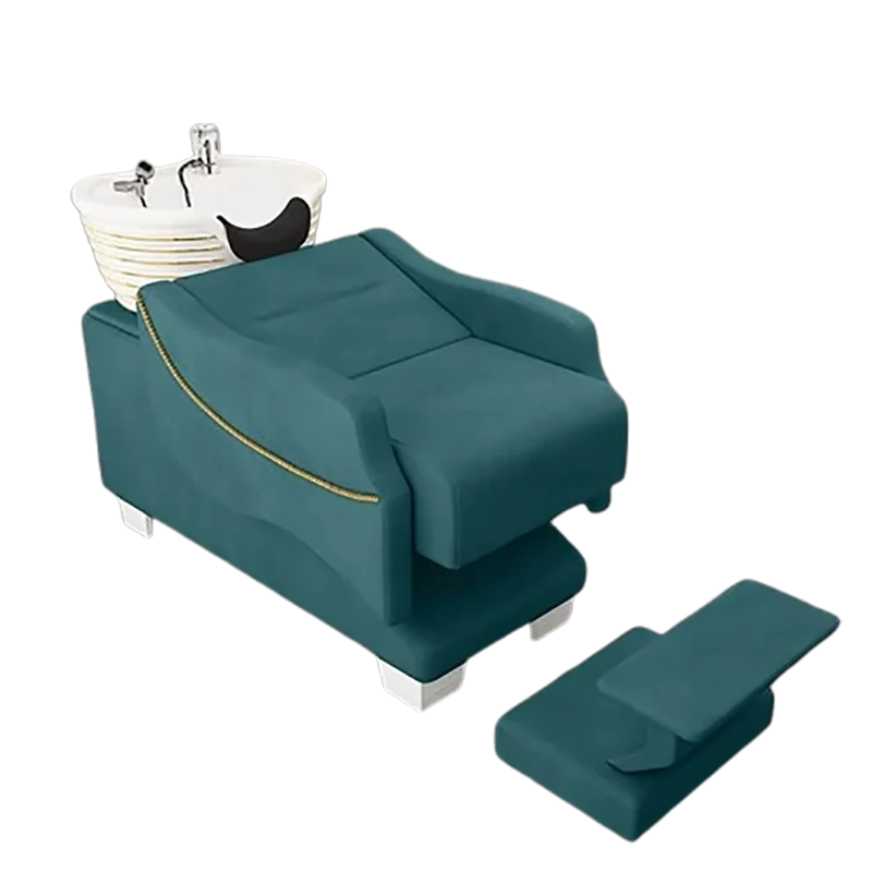 เตียงนวดสุดหรู ทันสมัย สะดวกสบาย พร้อมแชมพูสระผมสูตรพิเศษ เก้าอี้เอนหลังแบบเรียบง่าย สำหรับร้านเสริมสวย