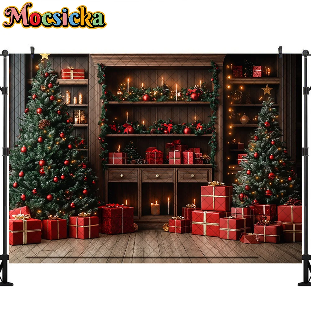 Mocsicka خلفيات للتصوير الفوتوغرافي هدية عيد الميلاد غرفة شجرة عيد الميلاد ديكورا عطلة الأسرة صورة خلفيات الصور للصور
