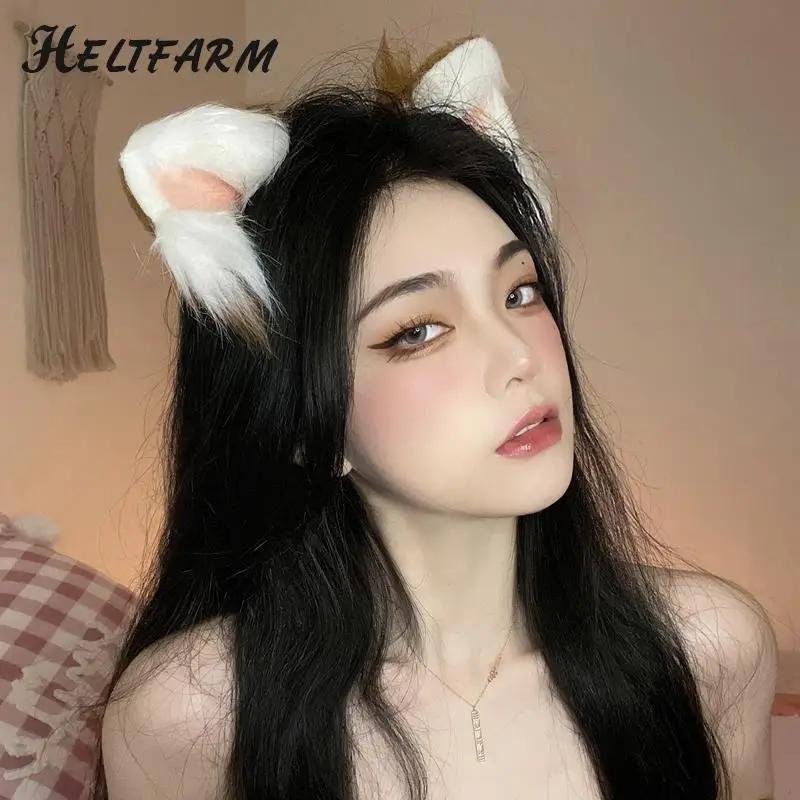 Cosplay Cute Cat Fox Fur Ear Hair Hoops Night Party Anime Lolita Hairband Fur Headbands Clip Girl Hair Accessories Ear Hair Band