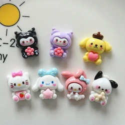 10Pcs New Mini Kawaii Cartoon Animal girl Series Flat Bottom Scrapbook  DIY Jewelry Making Hairwear Accessorie A16