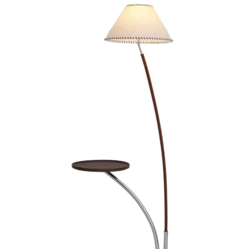 Solid wood living room sofa edge floor lamp, retro high-end bedroom bedside atmosphere decorative lamp goose feather