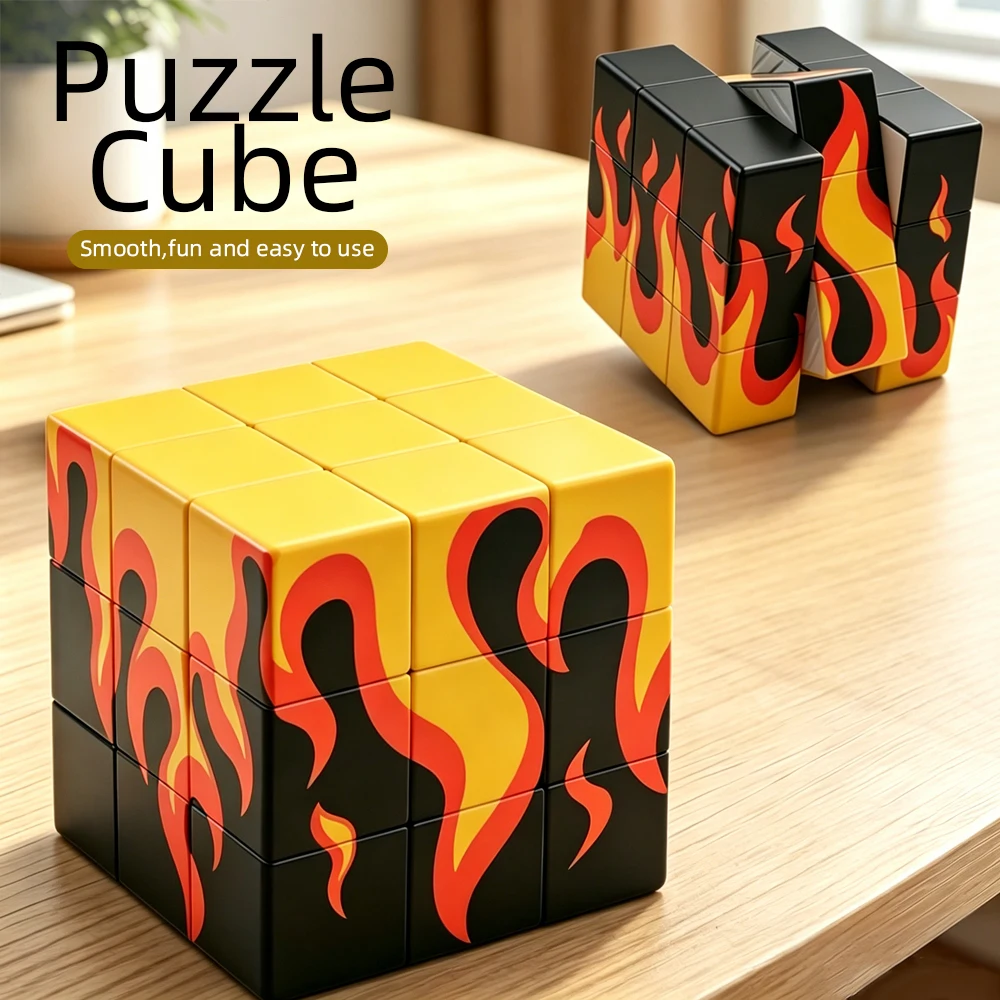 3x3 Fire Cube, UV Printed Flame Puzzle Cube, Suitable for Beginners, 3x3x3 Puzzle Cube, Party Activity Gift