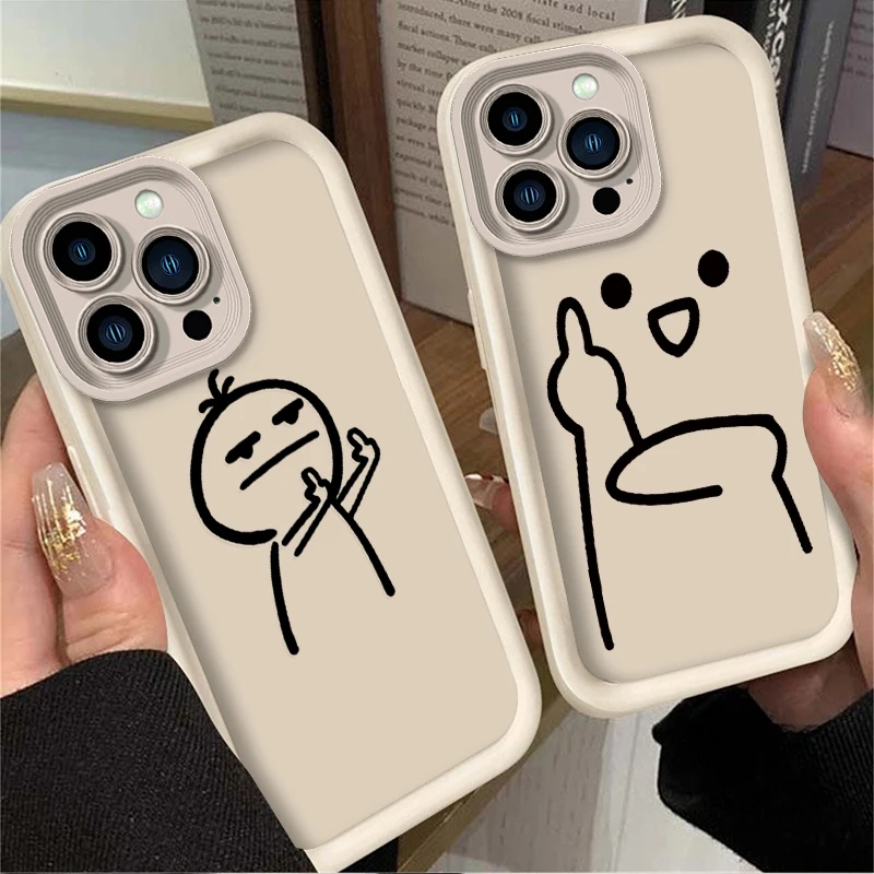 Coque de téléphone souple Stickman, dessin animé amusant, pour IPhone 17 Air 16 16E 15 14 13 12 11 Pro Max X XS X S Max XR SE 2020 SE4 7 8, couverture imprimée