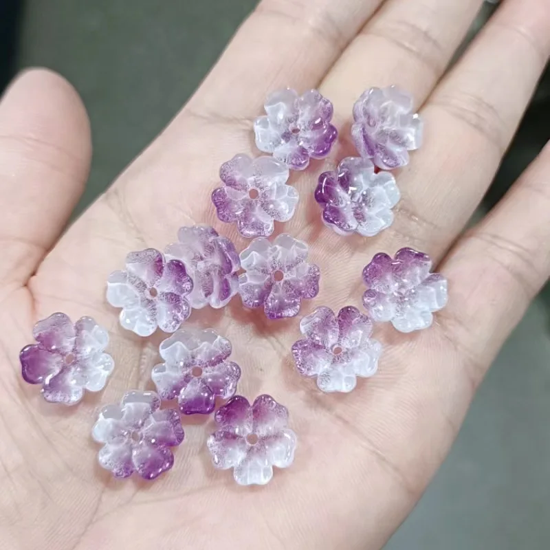 20Pcs 14mm Flower Czech Crystal Lampwork Glass Beads Colorful Glaze Spacer Bead for Jewelry Making DIY Necklace Earring Bracelet