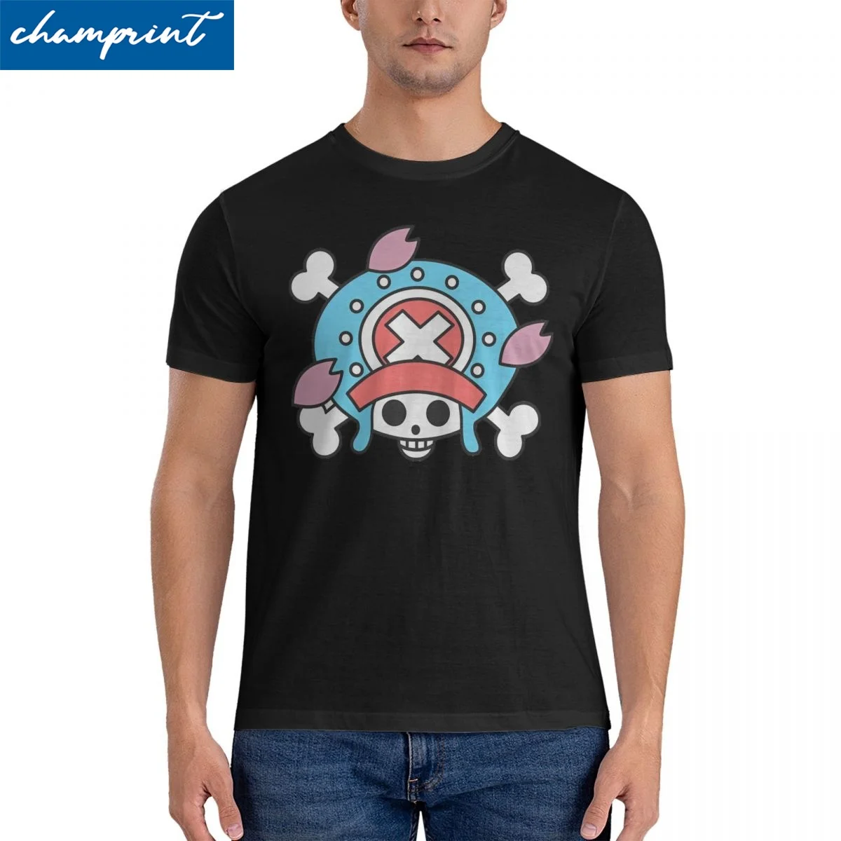 

Новинка: футболка Tony Tony Chopper One Piece, мужские топы с круглым вырезом и короткими рукавами, хлопковые летние топы