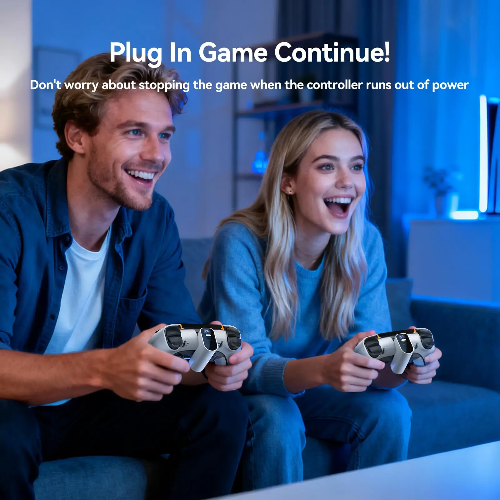 Charger for PS5 Controller, Battery Pack Compatible with PlayStation DualSense & Edge, Portable Power Bank with LED Display, Adds 12+ Hours of Gaming Time for PS5 Gamers view 8
