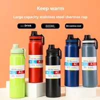 Frasco de vacío deportivo de 600/800/1000ML, botella de agua térmica de acero inoxidable, taza aislada para coche, mantiene el frío y el calor, taza térmica de viaje