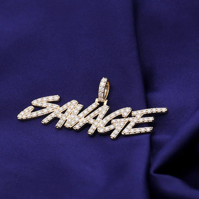 Provence DIY Logo Name Pendant KGold DEF/VS lab diamonds set Hip-Hop Letter Pendant Necklace fine jewelry Personalized Custom