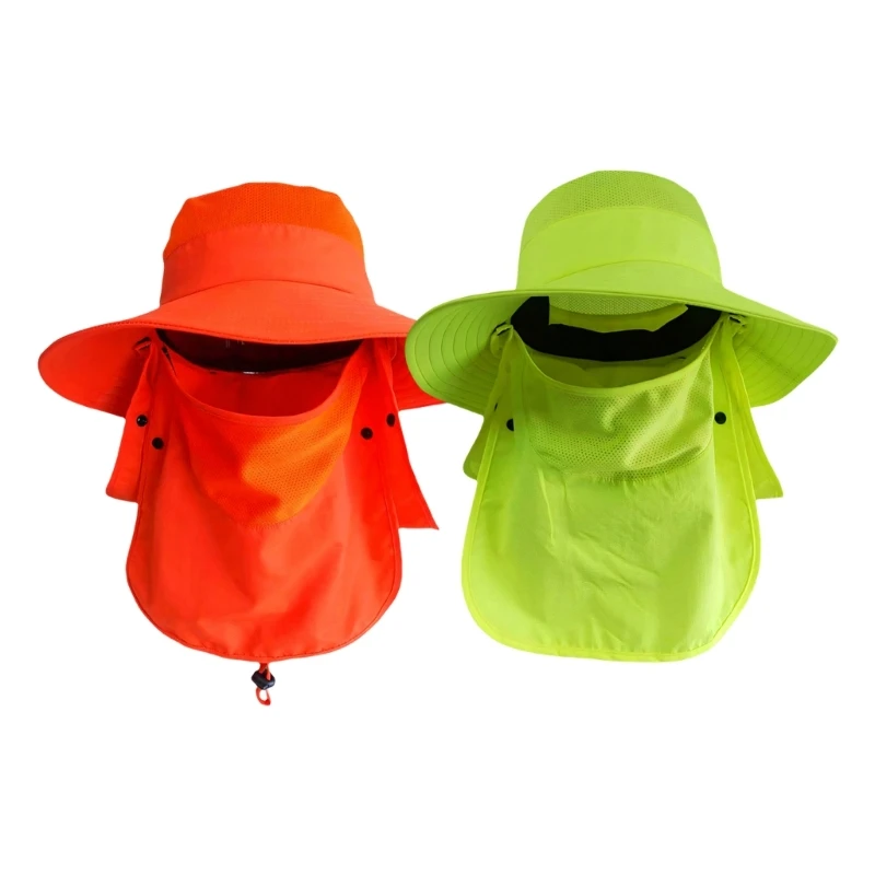 652F Sun Bucket Hat with Face Cover and Neck Flap Outdoor Hat for Hiking