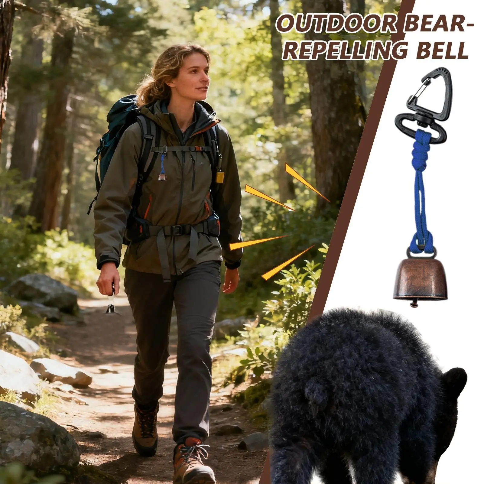 Loud Bear Bell Backpacking Alarm Supplies Outdoor Warning Bells For Hikers Fishermen Visitors Dog Owners Travelers Hiking Trail