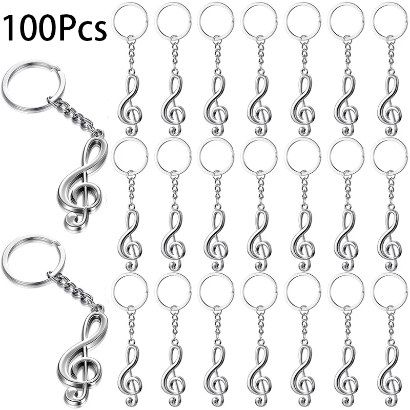 100Pcs Musical Note Keychain Treble Clef Musician Car Key Chain for Women Men Keyring Music Lover Accessories Gift