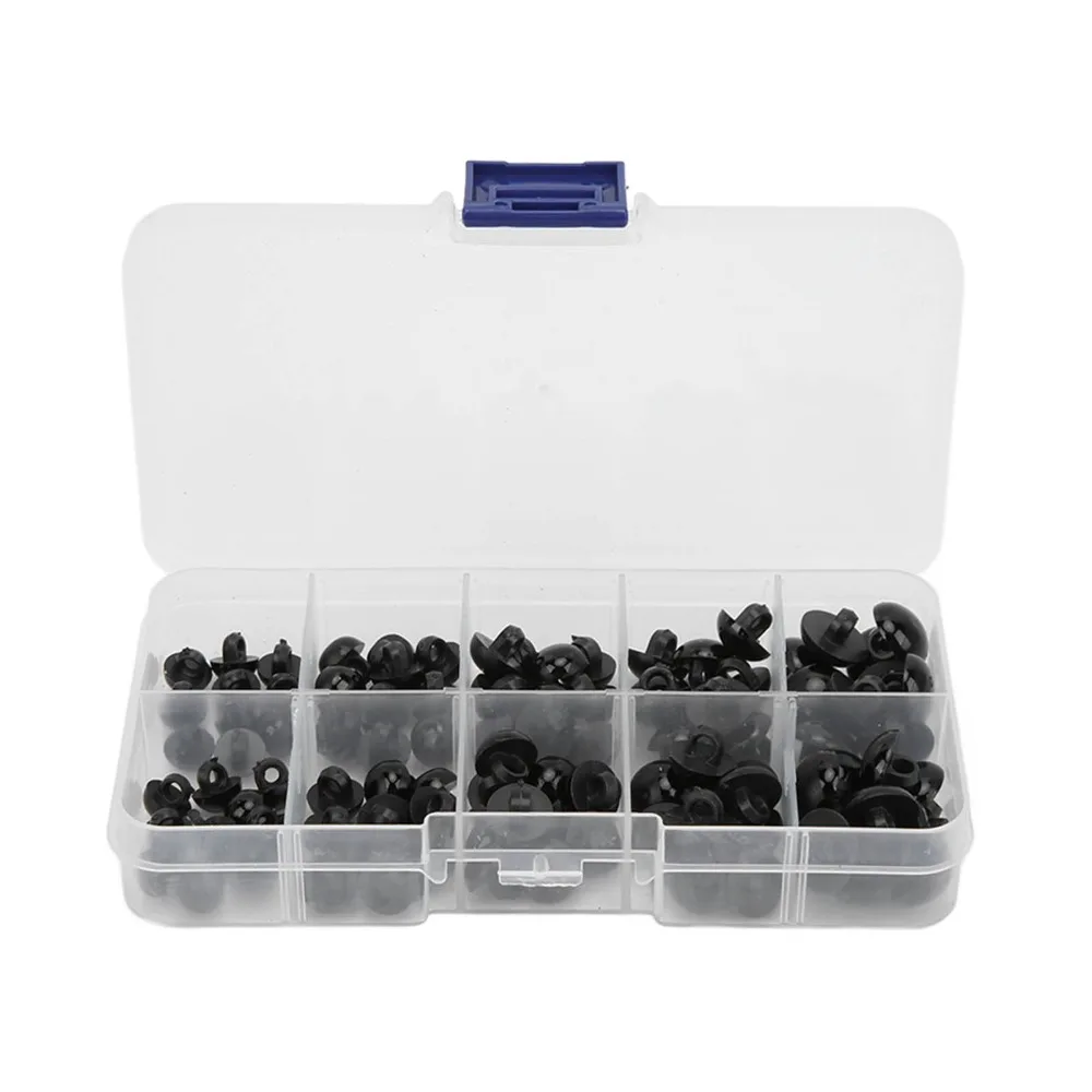 100PCS Accessories Multi Sizes Safety Eyes Black Round Crafting Eyes Buttons Resin Button Eyes Sewing Projects