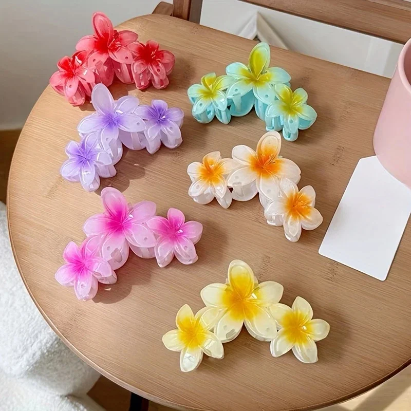 

6Pcs elegant floral hair clip plastic large gradient floral hair clip suitable for hair buns ponytails suitable for daily wear