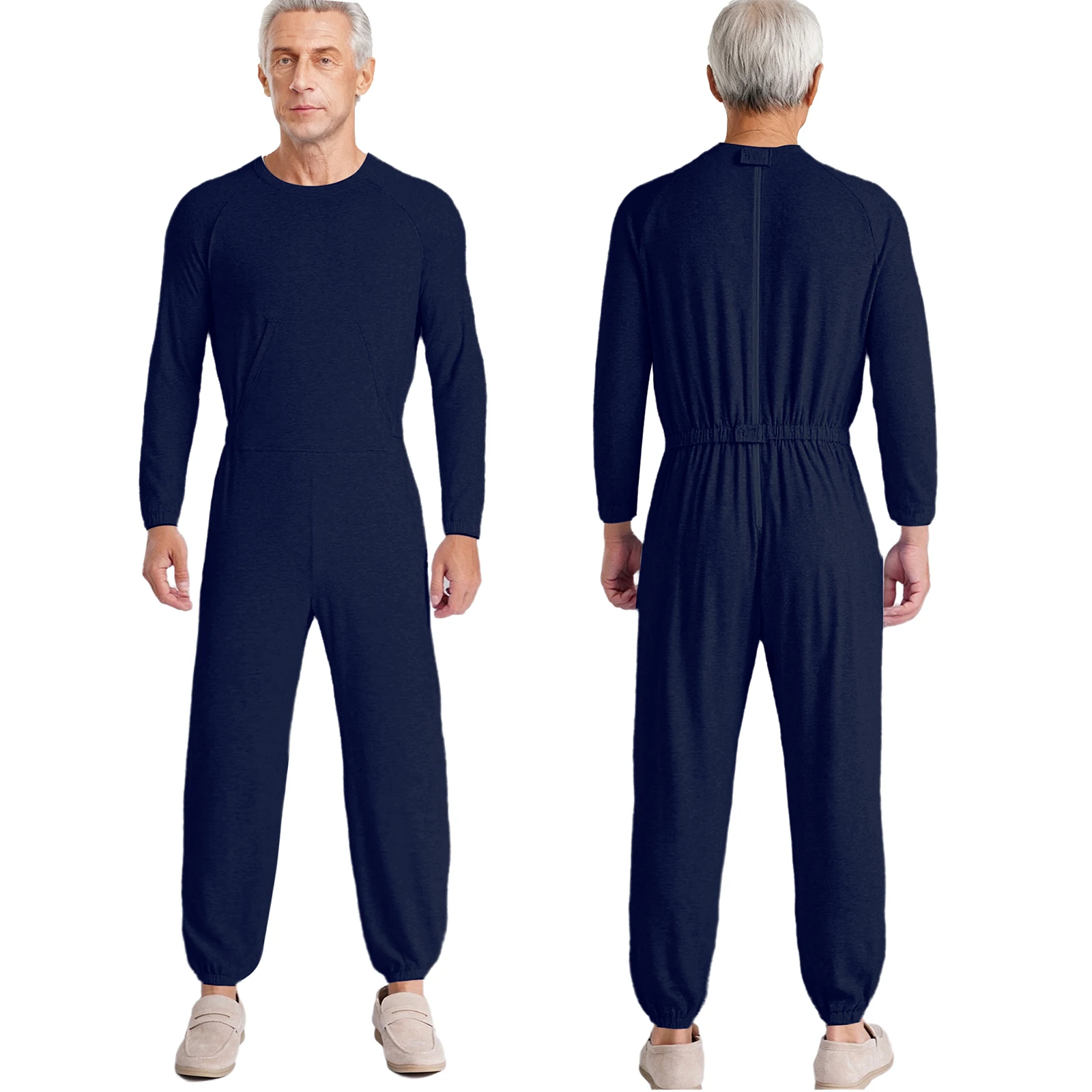 Adults Special Needs Adaptive Clothing Long Sleeve Anti-Strip Zipper Jumpsuit Disabilities Alzheimer Dementia Elderly Sleepwear