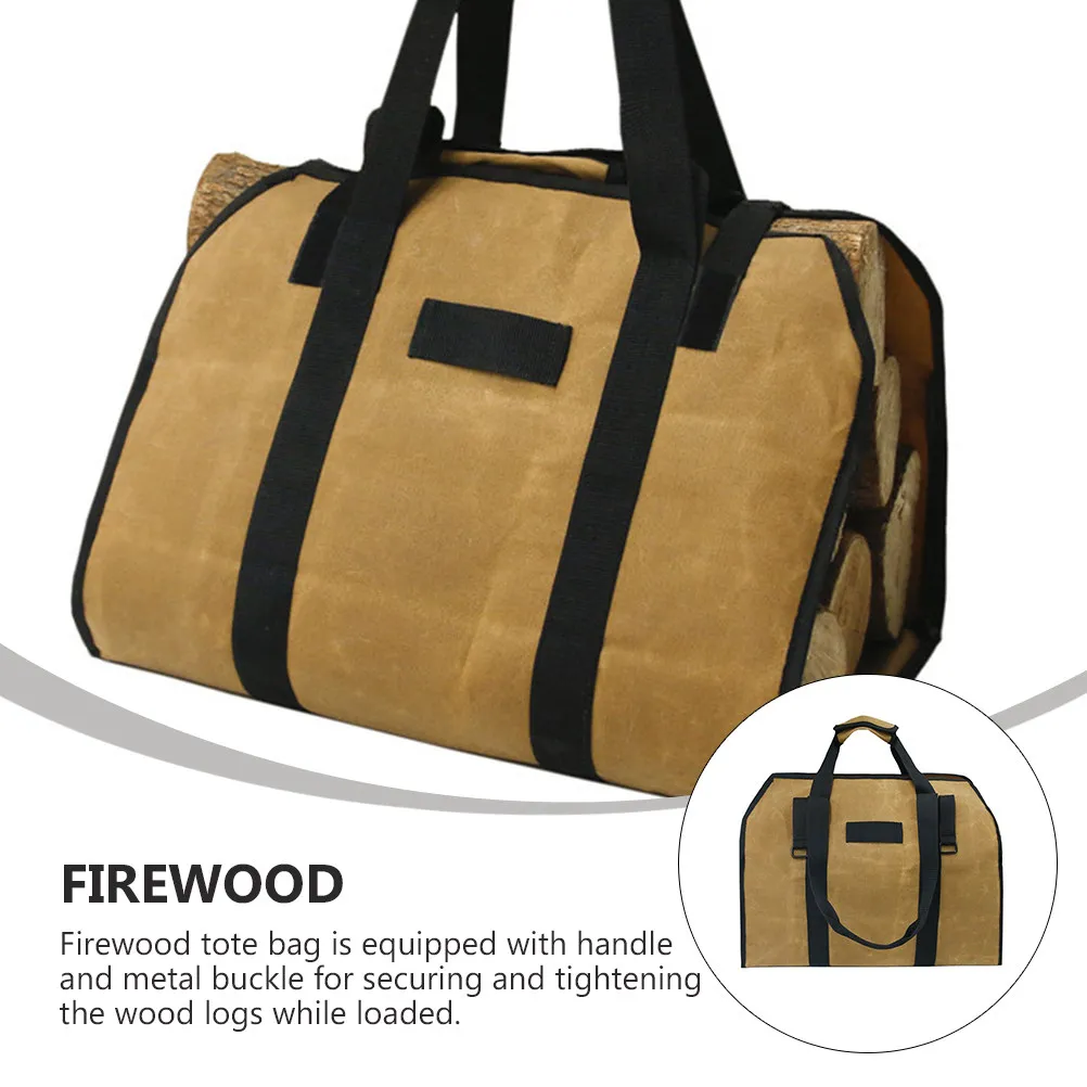 

Водонепроницаемая холщовая сумка для дров большой вместимости, переноска для дров для кемпинга на открытом воздухе, держатель для хранения дров для камина