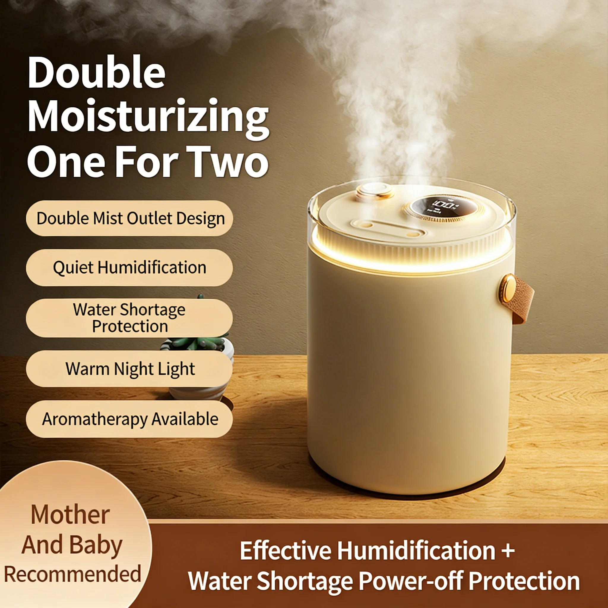 

Support Mijia APP 2L Dual Spray Humidifier with Digital Display for Bedroom Home Office Air Humidification Aromatherapy Diffuser