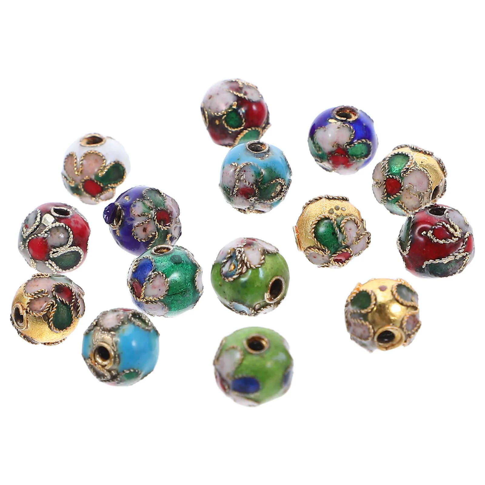 Assorted Enamel Beads for Jewelry Making Handcrafted Cloisonne Flower Charms Multicolor Bicone Spacer Beads Vibrant Alloy DIY