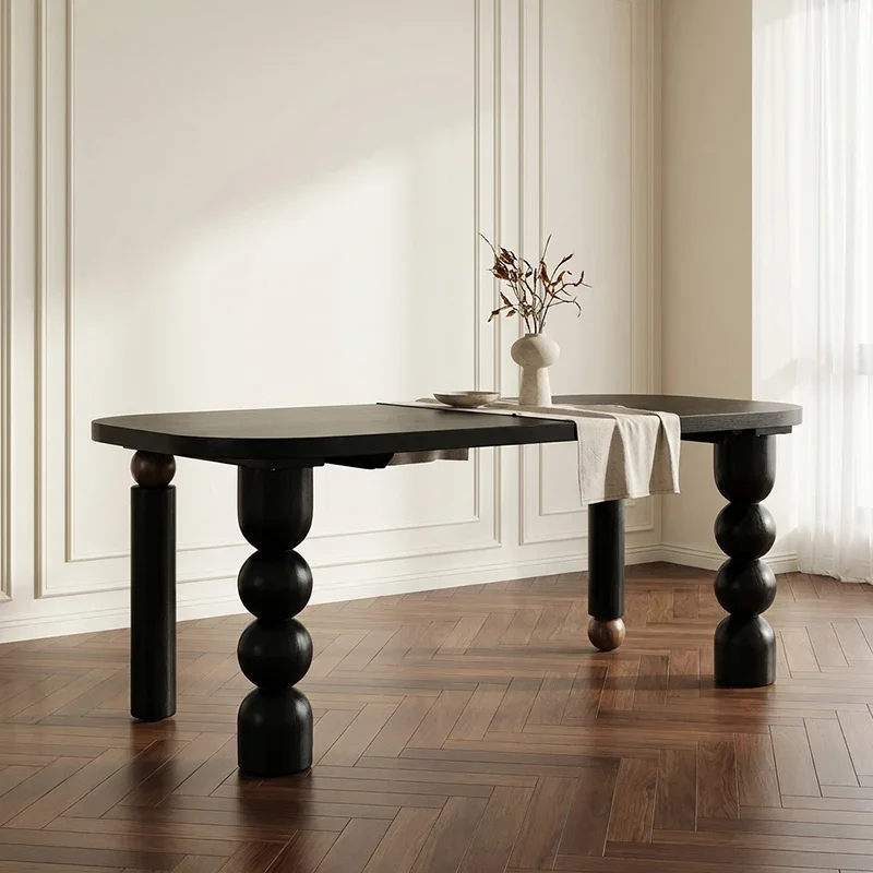 Modern Semi Round Kitchen Table Luxury High End Home Furniture French Vintage Style Dining Table Designer Solid Wood Mid-Century