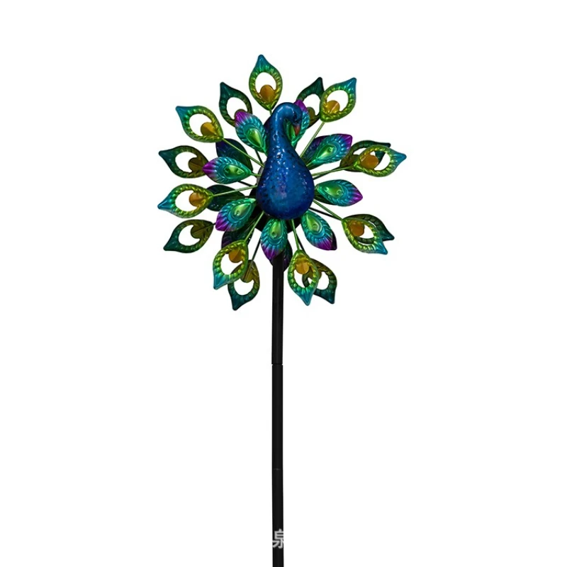 

Windmill plug-in solar light painted wrought iron outdoor crafts