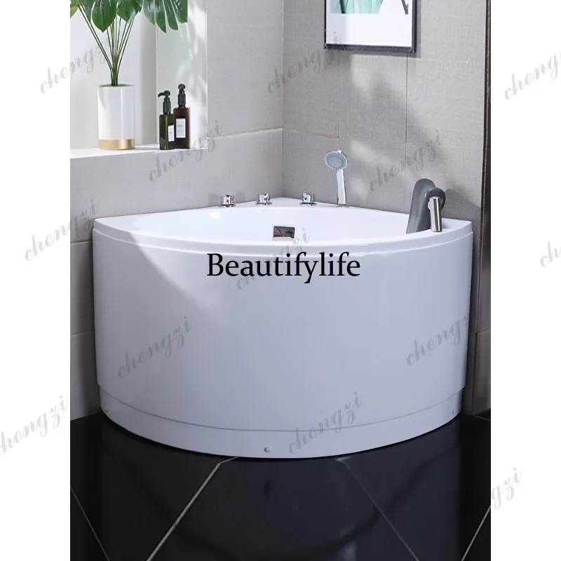 M45 Super deep acrylic bathtub triangular fan bathtub independent small apartment bath tub