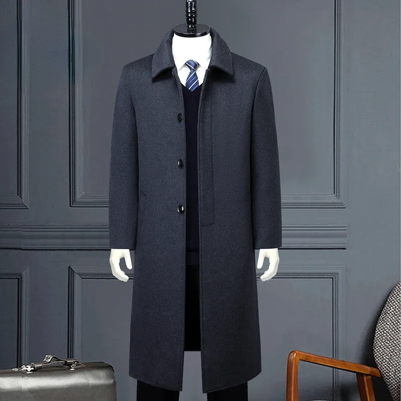 85% Cashmere Coat Men Long Knee Length Trenchcoat Male High-end Woolen Jacket Winter Coats Detachable Down Inner Clothes FCY4536