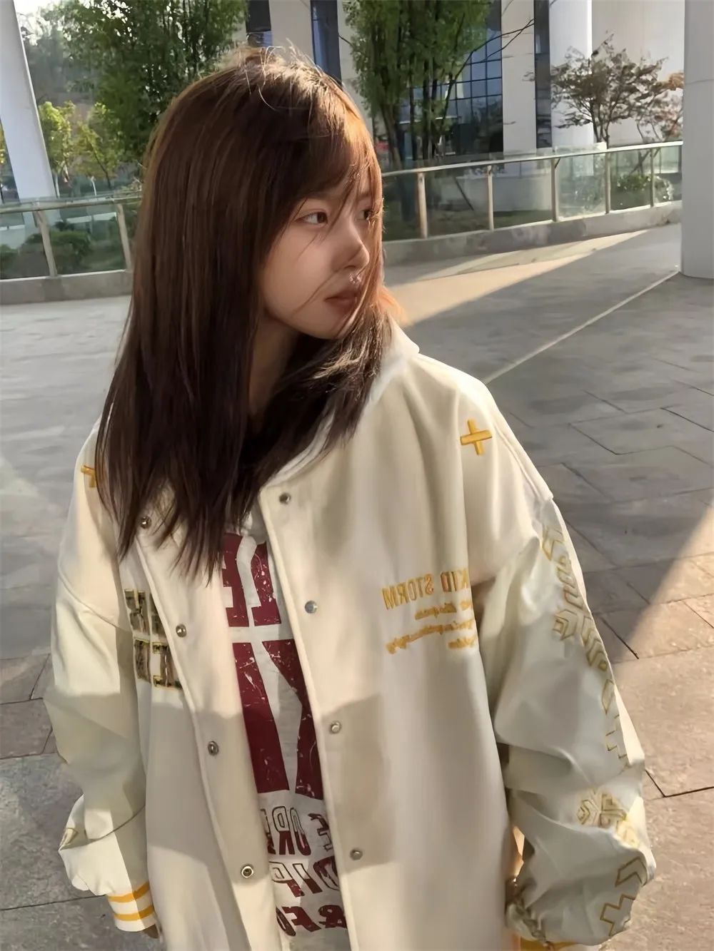 Fashionable Versatile Women's Jacket Coat Shoulder Insertion Color Block Design Autumn Winter New Style Casual Popular Outerwear