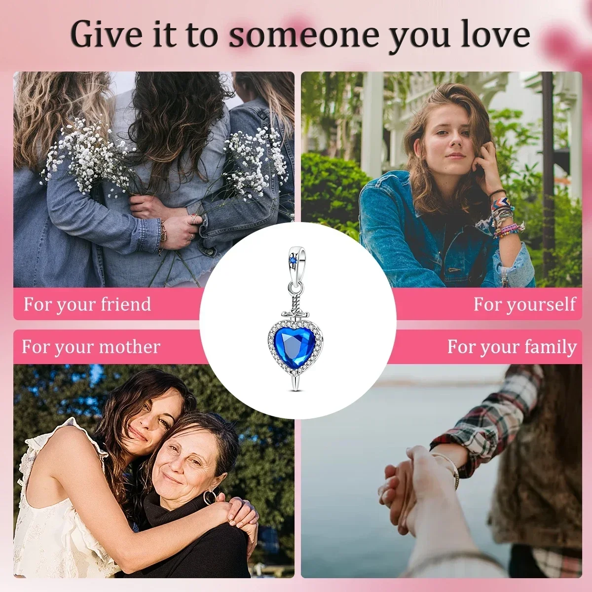 925 Sterling Silver Pendant Necklace Heart Love Family Tree Crystal Necklace for Mother's Valentine's Day Gift Christmas Jewelry