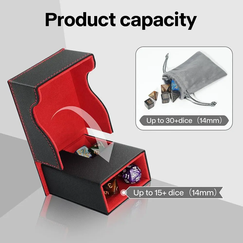 ポータブル折りたたみ式ダイスローラータワー、バッグ付き、PUレザーダイストレイ、便利な特別設計のダイスボックス、RPGテーブルトップゲーム用