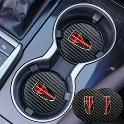 For HONGQI H5 HS5 HS7 HS9 HS3 EHS9 EQM5 HQ9 Car Coaster Water Cup Bottle Holder Mat Anti-Slip Pad Carbon Fiber Black Accessories