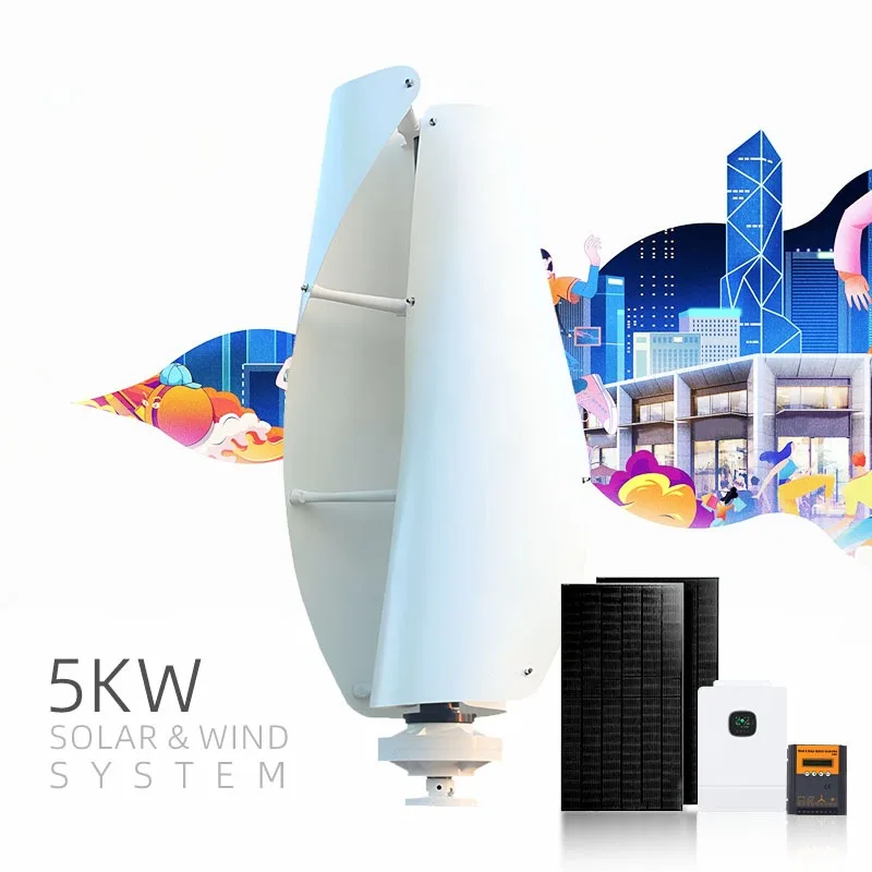 Wind Turbine 2000W/5000W Maglev Vertical Axis Wind Solar Hybrid Generator System 48V Home Use Glass Fiber Blades CE Certified