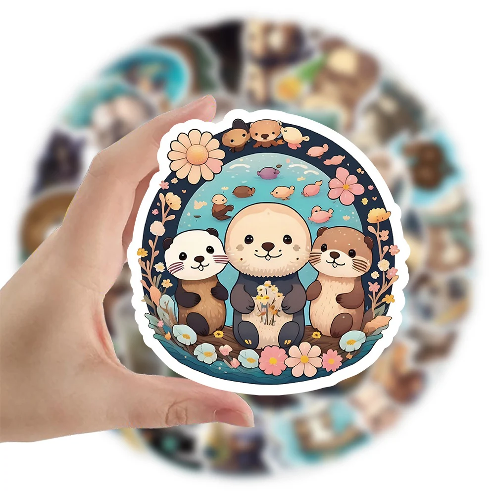 10/30/50pcs Cute Animal Cartoon Beaver Otter Stickers for Kids DIY Stationery Car Scrapbooking Waterproof Kids DIY Decals Gifts