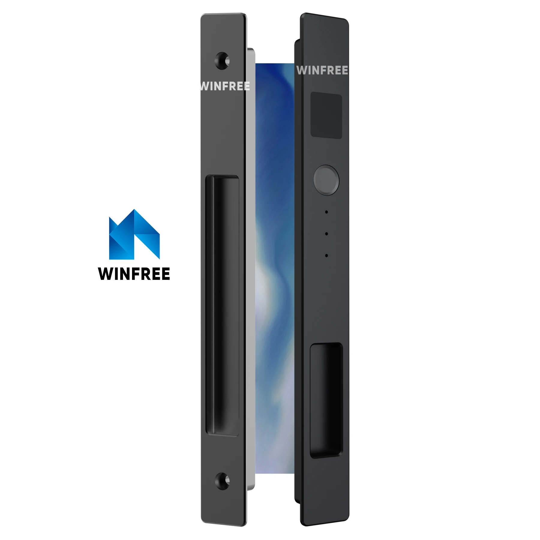 WINFREE manija de puerta corredera con cerradura ficticia, aleación de aluminio para puerta de madera, oficina, hogar