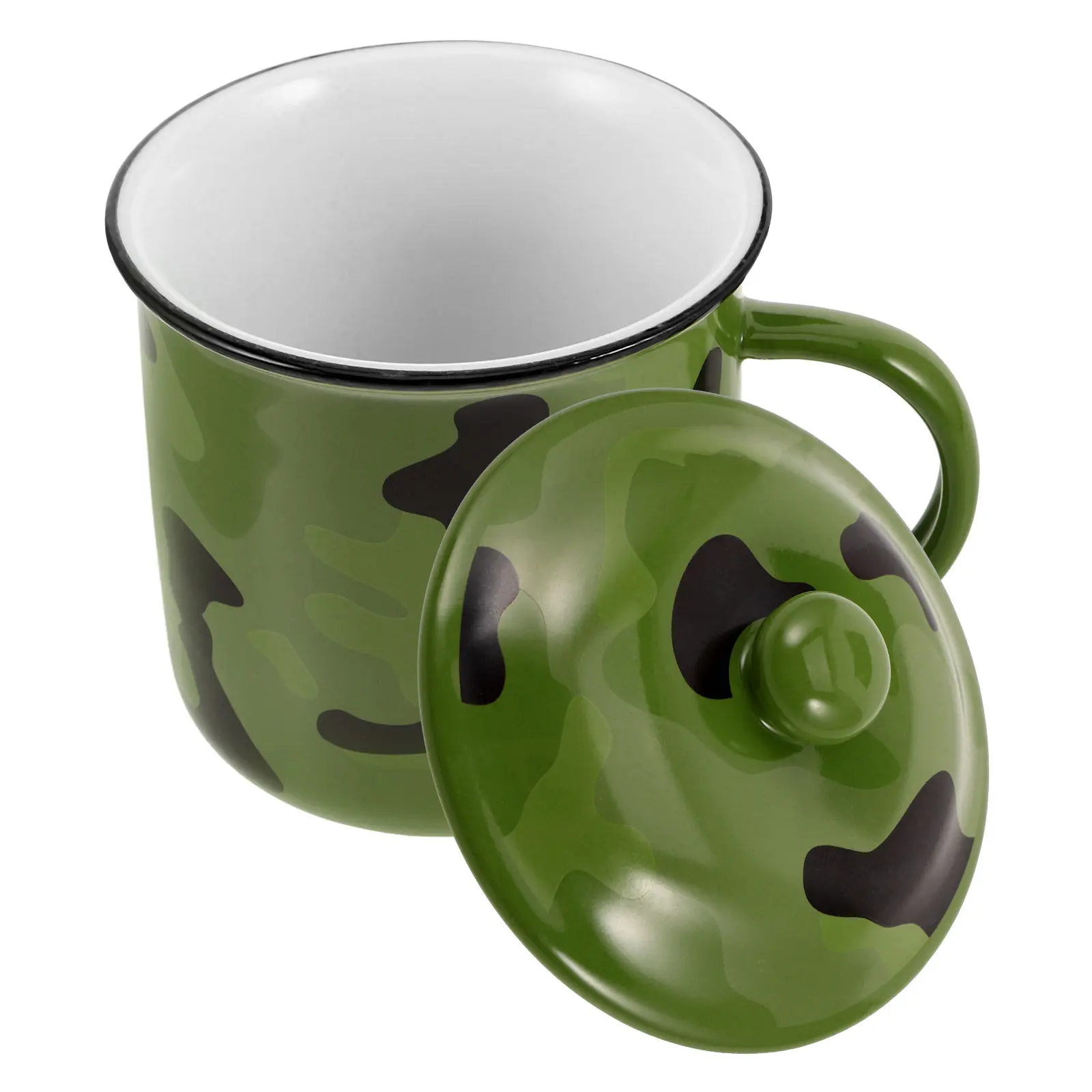 Vintage Coffee Mug Camping Accessory Porcelain Thickened Flat Bottom Portable Retro Multifunctional Household Milk Cup Outdoor